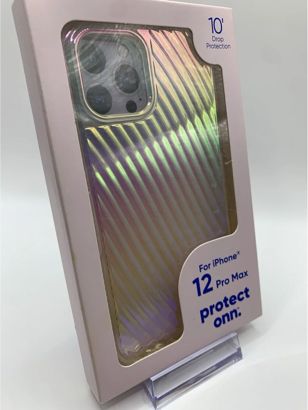 PROTECT ONN IPHONE 12 PRO MAX CASE Rainbow Metallic Ridges